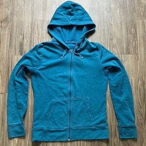 Petrol blue green hoodie zipper